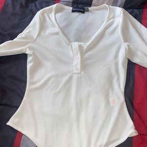 White Ribbed Bodysuit